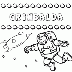 Nome Grimbalda para colorir. Desenhos dos nomes para pintar com as crianças