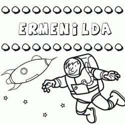 Nome Ermenilda para colorir. Desenhos dos nomes para pintar com as crianças