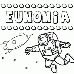 Nome Eunomia para colorir. Desenhos dos nomes para pintar com as crianças