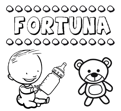 Nome Fortuna para colorir. Desenhos dos nomes para pintar com as crianças