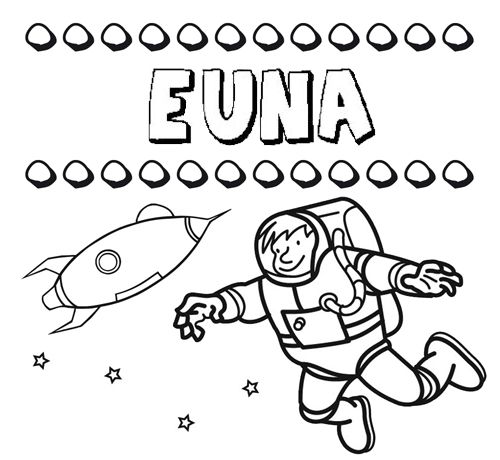 Nome Euna para colorir. Desenhos dos nomes para pintar com as crianças