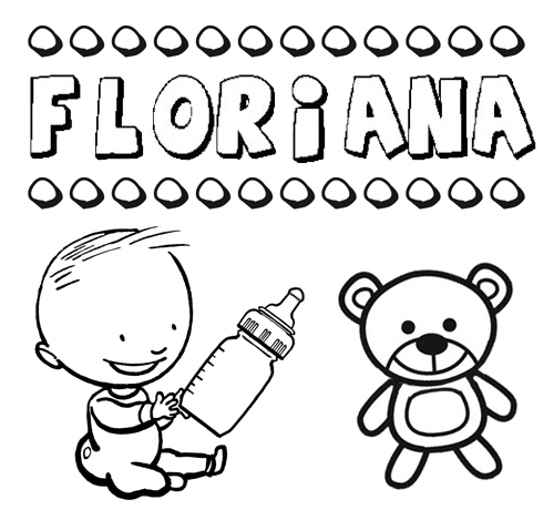 Nome Floriana para colorir. Desenhos dos nomes para pintar com as crianças