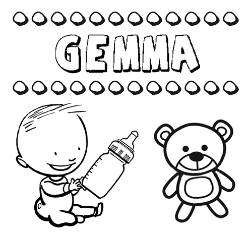 Nome Gemma para colorir. Desenhos dos nomes para pintar com as crianças