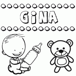 Nome Gina para colorir. Desenhos dos nomes para pintar com as crianças