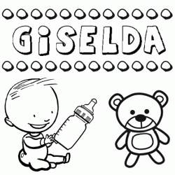 Nome Giselda para colorir. Desenhos dos nomes para pintar com as crianças