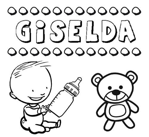 Nome Giselda para colorir. Desenhos dos nomes para pintar com as crianças