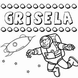 Nome Grisela para colorir. Desenhos dos nomes para pintar com as crianças