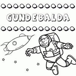 Nome Gundebalda para colorir. Desenhos dos nomes para pintar com as crianças