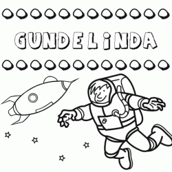Nome Gundelinda para colorir. Desenhos dos nomes para pintar com as crianças