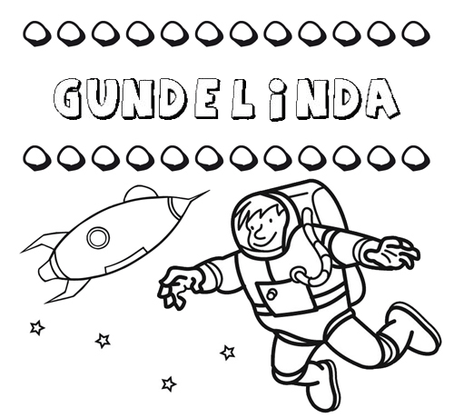 Nome Gundelinda para colorir. Desenhos dos nomes para pintar com as crianças