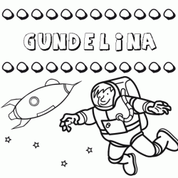 Nome Gundelina para colorir. Desenhos dos nomes para pintar com as crianças