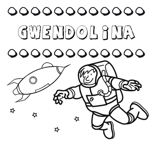 Nome Gwendolina para colorir. Desenhos dos nomes para pintar com as crianças