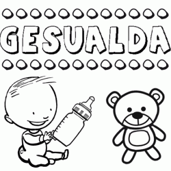 Nome Gesualda para colorir. Desenhos dos nomes para pintar com as crianças