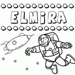 Nome Elmira para colorir. Desenhos dos nomes para pintar com as crianças