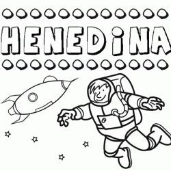 Nome Henedina para colorir. Desenhos dos nomes para pintar com as crianças