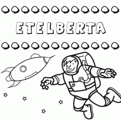 Nome Etelberta para colorir. Desenhos dos nomes para pintar com as crianças