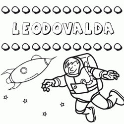 Nome Leodovalda para colorir. Desenhos dos nomes para pintar com as crianças