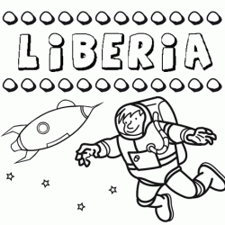 Nome Liberia para colorir. Desenhos dos nomes para pintar com as crianças