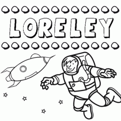 Nome Loreley para colorir. Desenhos dos nomes para pintar com as crianças