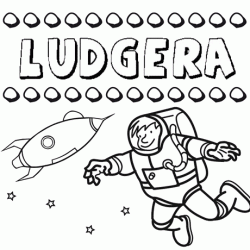 Nome Ludgera para colorir. Desenhos dos nomes para pintar com as crianças