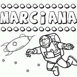 Nome Marciana para colorir. Desenhos dos nomes para pintar com as crianças