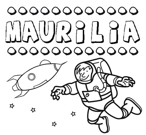 Nome Maurilia para colorir. Desenhos dos nomes para pintar com as crianças
