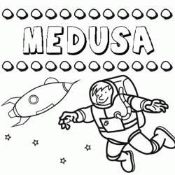Nome Medusa para colorir. Desenhos dos nomes para pintar com as crianças