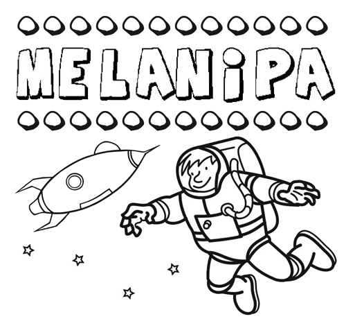 Nome Melanipa para colorir. Desenhos dos nomes para pintar com as crianças