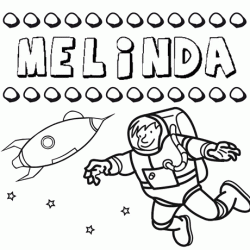 Nome Melinda para colorir. Desenhos dos nomes para pintar com as crianças