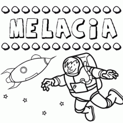 Nome Melacia para colorir. Desenhos dos nomes para pintar com as crianças