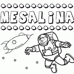 Nome Mesalina para colorir. Desenhos dos nomes para pintar com as crianças