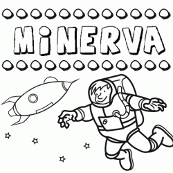 Nome Minerva para colorir. Desenhos dos nomes para pintar com as crianças
