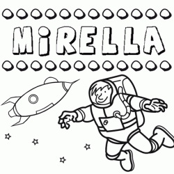 Nome Mirella para colorir. Desenhos dos nomes para pintar com as crianças