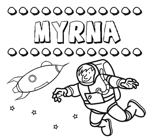 Nome Myrna para colorir. Desenhos dos nomes para pintar com as crianças