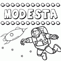 Nome Modesta para colorir. Desenhos dos nomes para pintar com as crianças