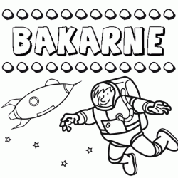 Nome Bakarne para colorir. Desenhos dos nomes para pintar com as crianças