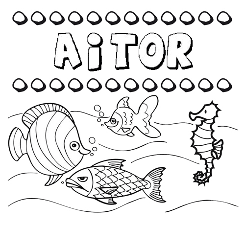 Desenhos do nome Aitor para imprimir e colorir com as crianças