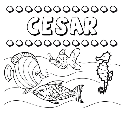 Desenhos do nome César para imprimir e colorir com as crianças