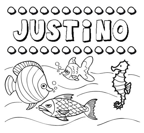 Desenhos do nome Justino para imprimir e colorir com as crianças