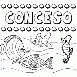 Desenhos do nome Conceso para imprimir e colorir com as crianças