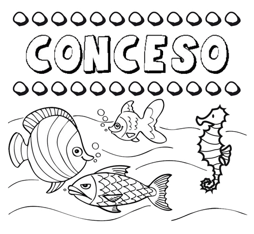 Desenhos do nome Conceso para imprimir e colorir com as crianças