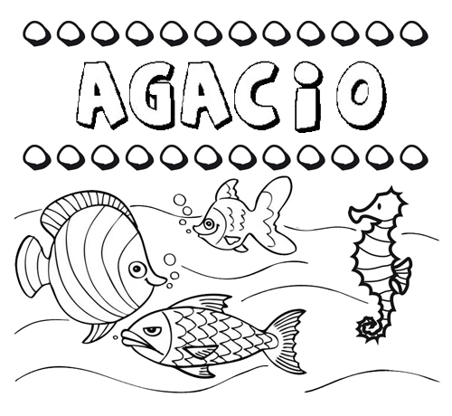 Desenhos do nome Agacio para imprimir e colorir com as crianças