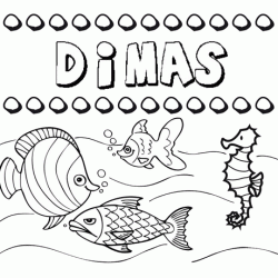 Desenhos do nome Dimas para imprimir e colorir com as crianças