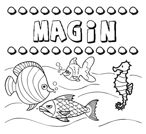 Desenhos do nome Magín para imprimir e colorir com as crianças