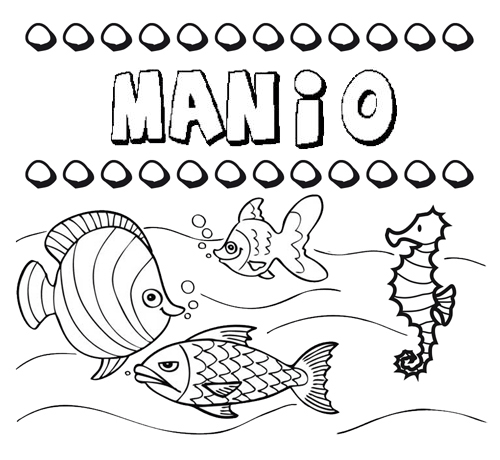 Desenhos do nome Manio para imprimir e colorir com as crianças