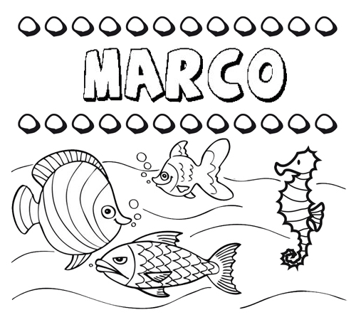 Desenhos do nome Marco para imprimir e colorir com as crianças