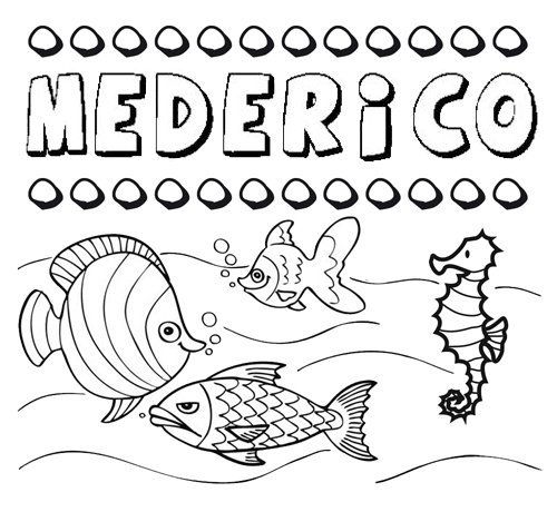Desenhos do nome Mederico para imprimir e colorir com as crianças