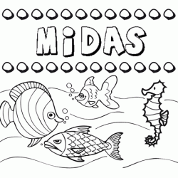 Desenhos do nome Midas para imprimir e colorir com as crianças