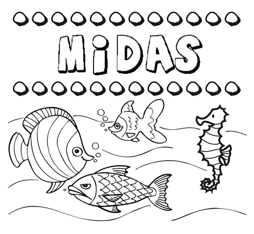 Desenhos do nome Midas para imprimir e colorir com as crianças