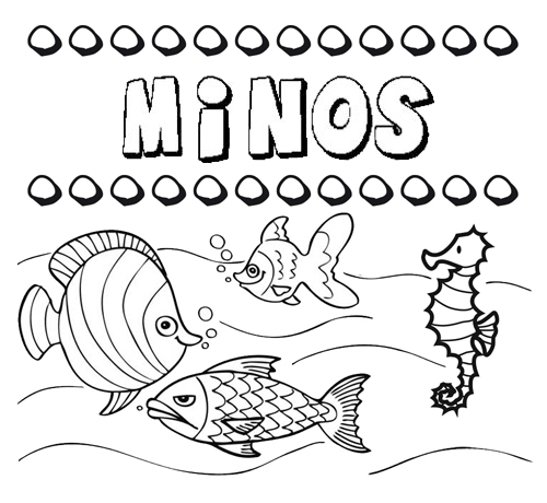 Desenhos do nome Minos para imprimir e colorir com as crianças